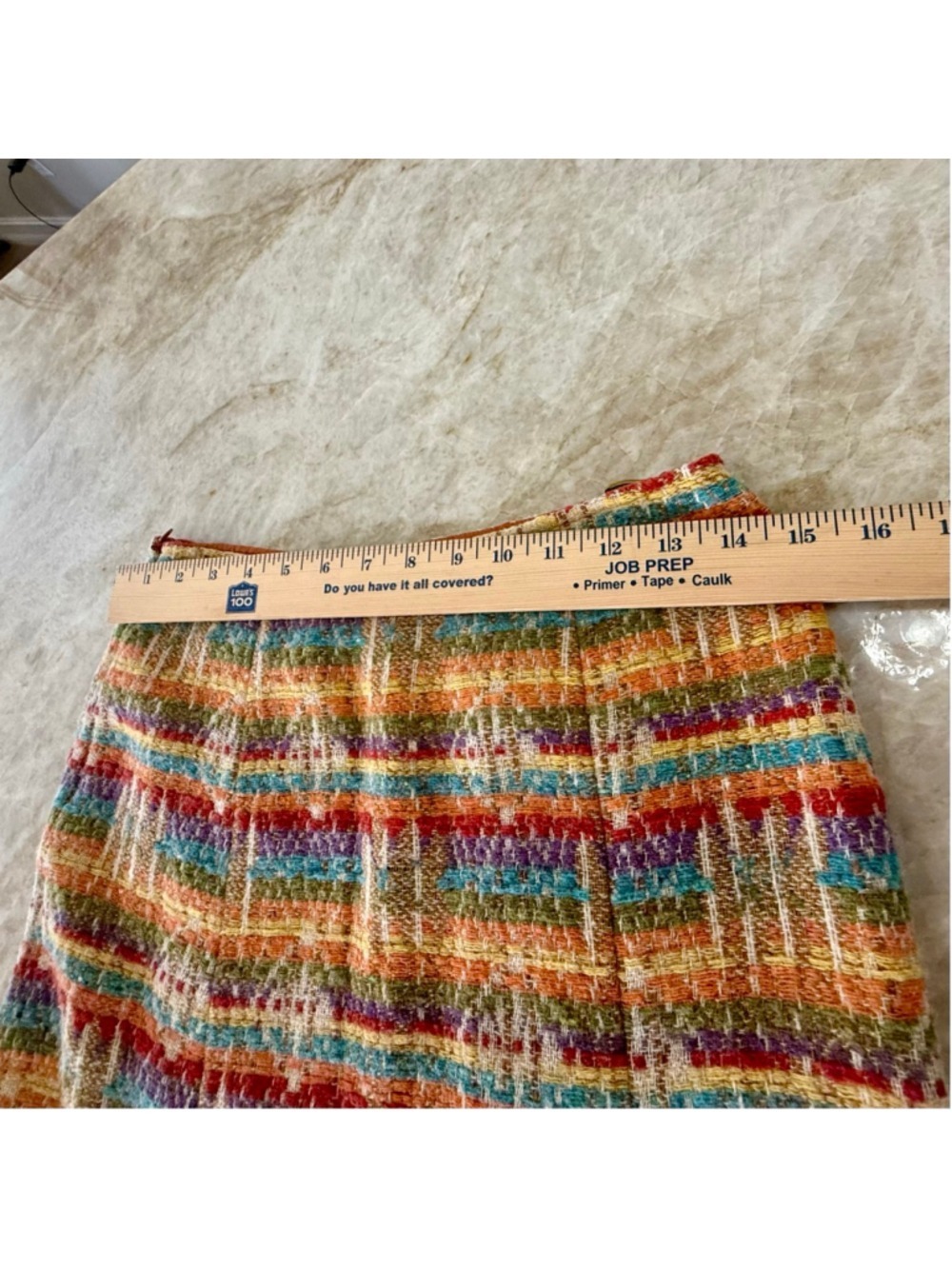 Max Mara Multi-color Striped, textured, raw edge colorful Midi Skirt Size 2 - Picture 7 of 10